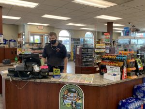 Checkout counter with employee