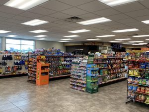 Snack aisles inside the Cenex